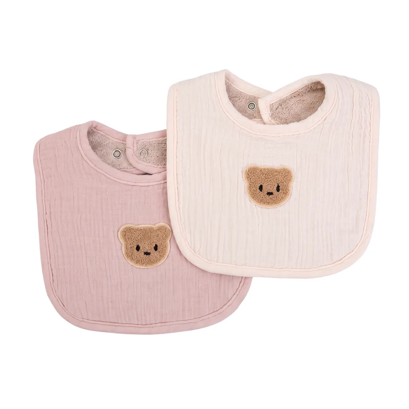 Bavoir Bébé Double Face Gaze de Coton & Éponge - Lot de 2